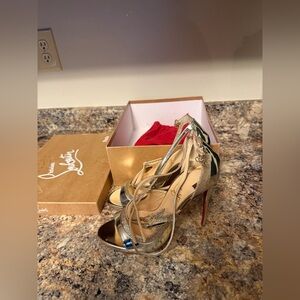 Christian Louboutin Gold and Silver Metallic Strappy High Heels